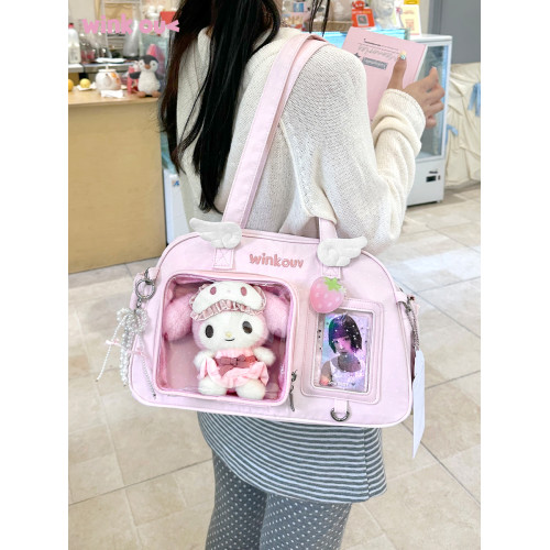 winkouv小食量單肩外出小痛包日常款追星波點吧唧斜後後背包15cm娃包