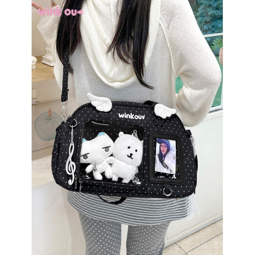 winkouv小食量單肩外出小痛包日常款追星波點吧唧斜後後背包15cm娃包