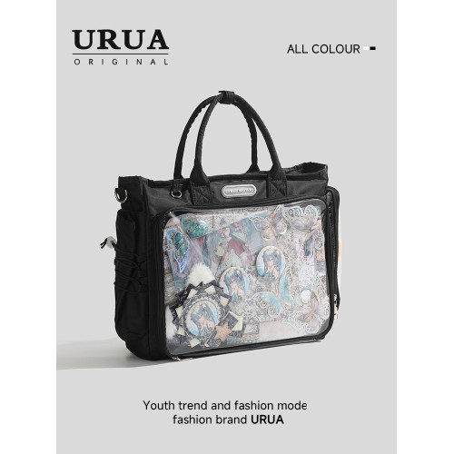 【URUA原創】大食量托特痛包大容量二次元透明斜後後背包吧唧包痛包男
