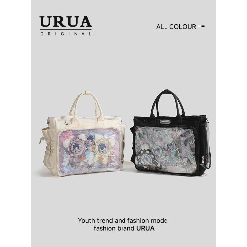【URUA原創】大食量托特痛包大容量二次元透明斜後後背包吧唧包痛包男