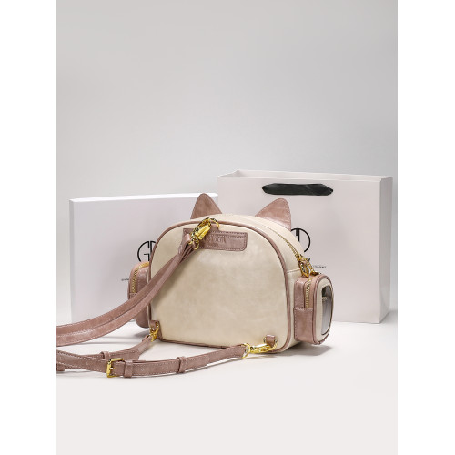 IT GDLEDY真皮卡通貓咪痛包雙肩包包女2026新款潮流百搭輕便後後背包