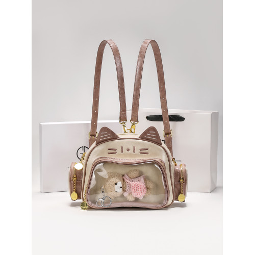 IT GDLEDY真皮卡通貓咪痛包雙肩包包女2026新款潮流百搭輕便後後背包