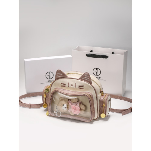 IT GDLEDY真皮卡通貓咪痛包雙肩包包女2026新款潮流百搭輕便後後背包