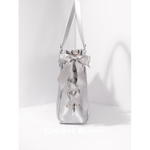【微瑕特價不退換，介意慎拍】櫻桃兔CherryBunny 緞面 星光銀