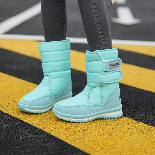 2025冬季加厚羊毛平底防水防滑保暖雪地靴女毛毛中筒短靴加絨棉鞋