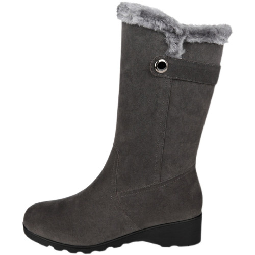 品牌真皮雪地靴女2025新款平底防滑中筒靴冬季保暖加絨加厚棉鞋女