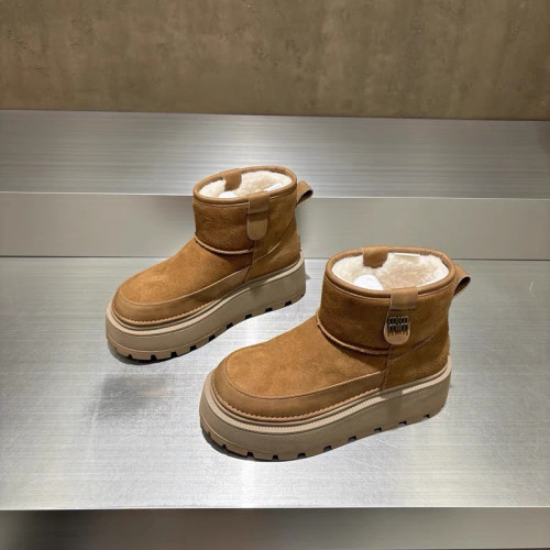 真皮防水防滑雪地靴女2025冬新款小個子6cm厚底時尚加絨保暖棉靴