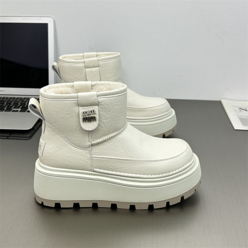 真皮防水防滑雪地靴女2025冬新款小個子6cm厚底時尚加絨保暖棉靴