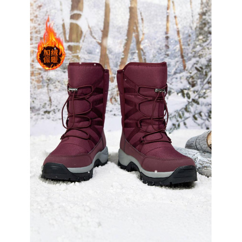 雪地靴女鞋2025新款冬季加絨加厚保暖皮面一體東北厚底高筒大棉鞋
