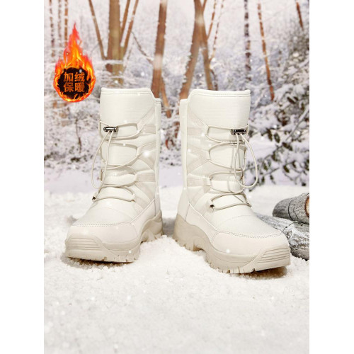 雪地靴女鞋2025新款冬季加絨加厚保暖皮面一體東北厚底高筒大棉鞋