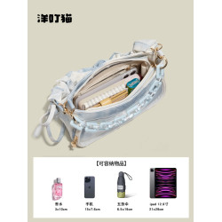 洋叮貓原創設計漸變水墨痛包甜美少女小食量穀子吧唧透明腋下包包