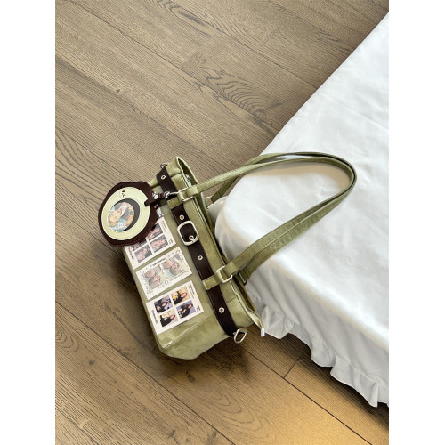 錢一波痛包｜森系麂皮絨綠色小食量穀子小卡追星演唱會斜背單肩包