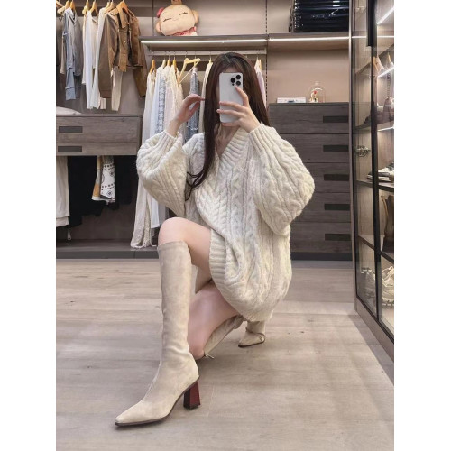 不過膝長靴女2025秋冬新款百搭尖頭高跟彈力瘦瘦靴騎士靴高筒靴