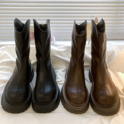 厚底粗跟馬丁靴女2025夏季新款百搭短靴復古英倫風單靴ins潮機車