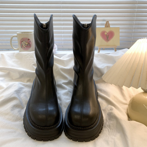 厚底粗跟馬丁靴女2025夏季新款百搭短靴復古英倫風單靴ins潮機車 厚底粗跟馬丁靴女2025夏季新款百搭短靴復古英倫風單靴ins潮機車