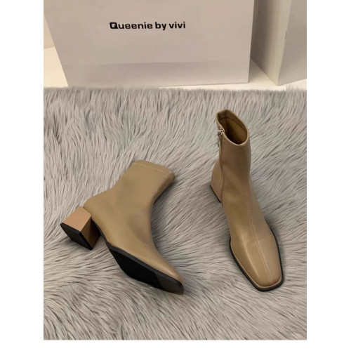 粗跟瘦瘦靴2025新款春秋冬方跟高跟單靴白色小踝靴短靴方頭馬丁靴 粗跟瘦瘦靴2025新款春秋冬方跟高跟單靴白色小踝靴短靴方頭馬丁靴