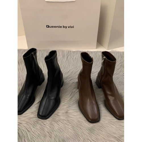 粗跟瘦瘦靴2025新款春秋冬方跟高跟單靴白色小踝靴短靴方頭馬丁靴 粗跟瘦瘦靴2025新款春秋冬方跟高跟單靴白色小踝靴短靴方頭馬丁靴