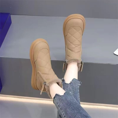 雪地靴女2026新款冬季加絨防滑防水短靴東北大棉鞋加厚保暖皮棉靴