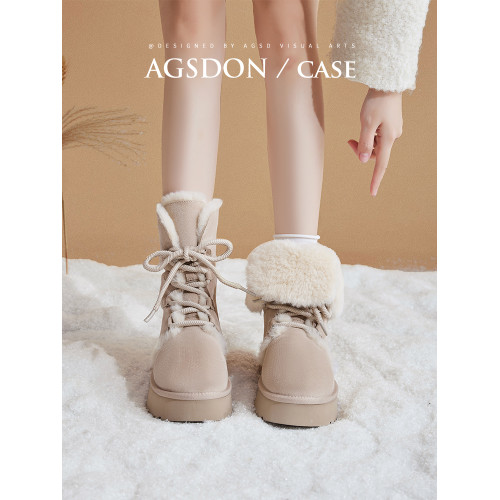 毛毛雪地靴女款2025新款冬季加絨加厚短靴防滑厚底可繙折東北棉鞋 毛毛雪地靴女款2025新款冬季加絨加厚短靴防滑厚底可繙折東北棉鞋