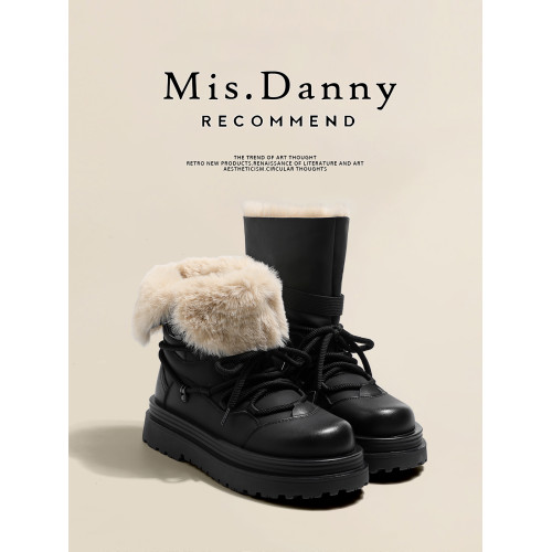 與愛私奔~繙毛口兩穿防滑厚底雪地靴女冬2025新款東北保暖大棉鞋