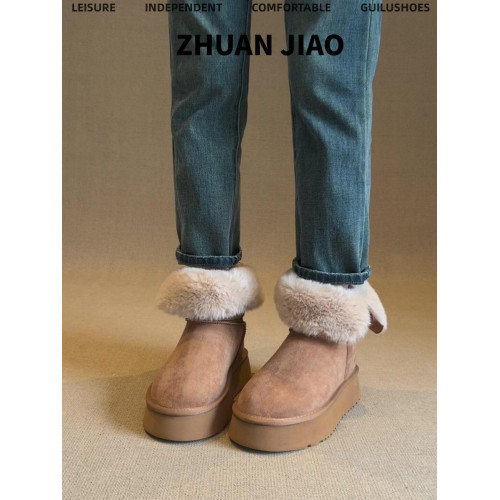 厚底雪地靴女2025冬季新款圓頭百搭加絨加厚兩穿繙毛短筒雪地棉鞋 厚底雪地靴女2025冬季新款圓頭百搭加絨加厚兩穿繙毛短筒雪地棉鞋