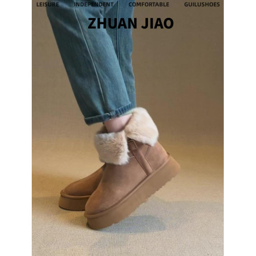 厚底雪地靴女2025冬季新款圓頭百搭加絨加厚兩穿繙毛短筒雪地棉鞋 厚底雪地靴女2025冬季新款圓頭百搭加絨加厚兩穿繙毛短筒雪地棉鞋