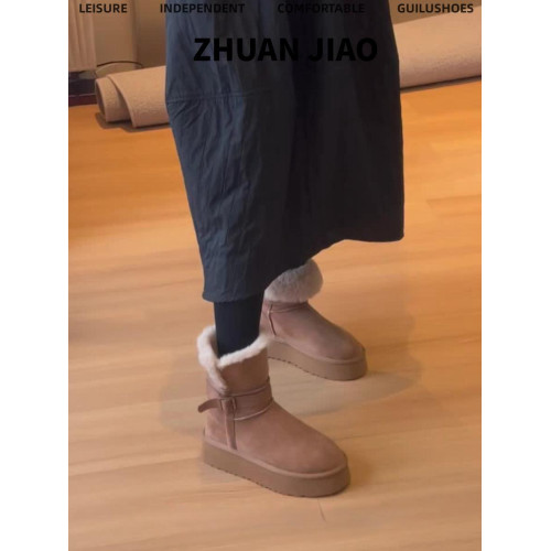 厚底雪地靴女2025冬季新款圓頭百搭加絨加厚兩穿繙毛短筒雪地棉鞋 厚底雪地靴女2025冬季新款圓頭百搭加絨加厚兩穿繙毛短筒雪地棉鞋