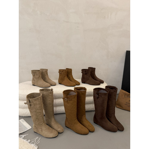 復古堆堆長筒靴女秋冬新款內增高不過膝高筒騎士靴平底西部牛仔靴