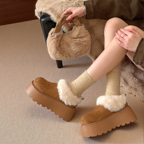 厚底增高加絨保暖勃肯鞋低幫雪地靴女鞋子2026新款冬季毛毛鞋棉鞋 厚底增高加絨保暖勃肯鞋低幫雪地靴女鞋子2026新款冬季毛毛鞋棉鞋