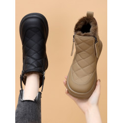 真皮平底雪地靴女2025新款冬季加絨加厚皮毛一體保暖棉鞋防水防滑