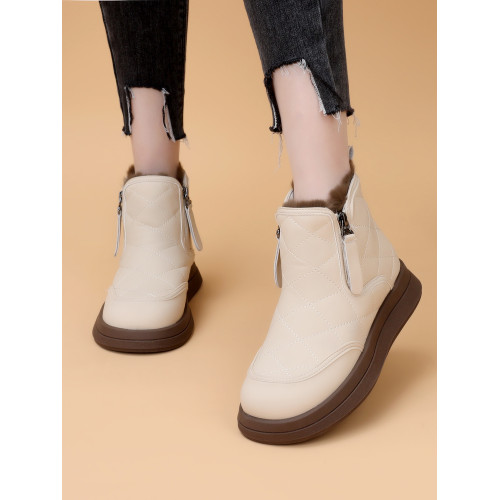 真皮平底雪地靴女2025新款冬季加絨加厚皮毛一體保暖棉鞋防水防滑