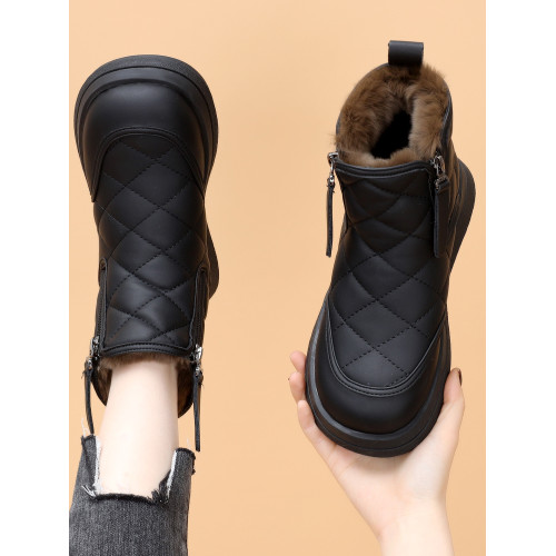 真皮平底雪地靴女2025新款冬季加絨加厚皮毛一體保暖棉鞋防水防滑