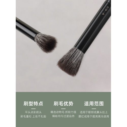 魅仔Y63小號點彩刷腮紅暈染高光提亮刷侷部定妝動物毛迷你化妝刷