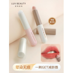 愛物極物矽膠脣刷迷你帶蓋圓頭脣釉刷可攜式化妝師專用業暈染口紅刷