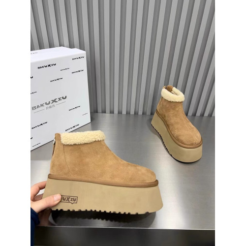 歐洲站爆款厚底雪地靴女款2025新款加絨加厚小個子增高勃肯棉鞋子