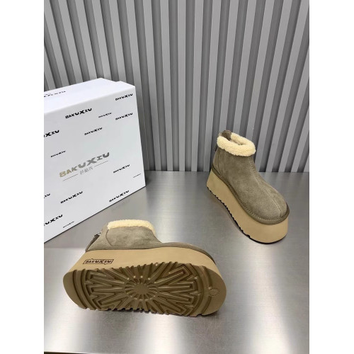 歐洲站爆款厚底雪地靴女款2025新款加絨加厚小個子增高勃肯棉鞋子