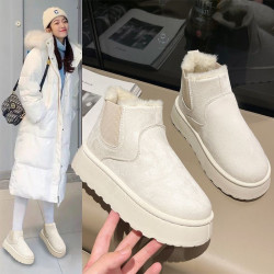 厚底雪地靴女鞋防滑棉鞋加絨加厚2025新款冬季保暖百搭防滑棉鞋