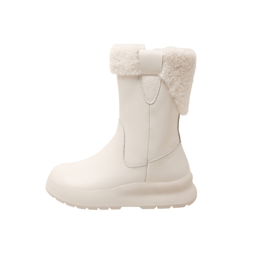 頭層牛皮百搭冬季新款厚底加絨短筒棉鞋女白色防滑保暖時尚雪地靴