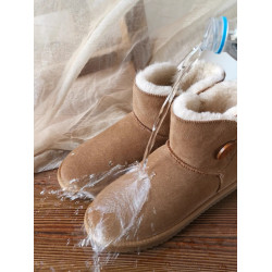 雪地靴女款大碼真牛皮一粒釦加厚絨保暖東北棉鞋防水短筒34碼41碼