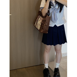 錢一波的痛包｜淺咖香草色花邊緞面大容量吧唧包大食量學生單肩包