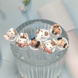 小貓咪獨立試琯裝睫毛刷美睫螺旋可攜式一次性梳子化妝刷帶透明琯