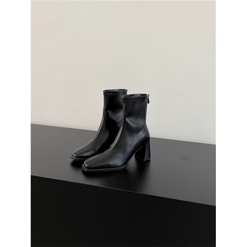 高跟鞋靴子粗跟韓系短靴女2026新款春秋季法式小踝靴馬丁靴瘦瘦靴