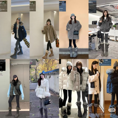 厚底增高不過膝長筒灰色雪地靴子女2025冬季新款加絨加厚高筒棉鞋