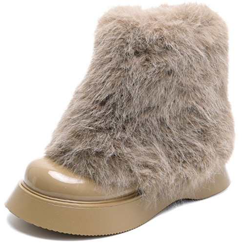 白色毛毛鞋女加絨雪地靴2025年春季新款厚底馬丁靴網紅洋氣短靴子 白色毛毛鞋女加絨雪地靴2025年春季新款厚底馬丁靴網紅洋氣短靴子