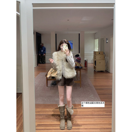 厚底加絨加厚保暖高筒長筒靴灰色雪地靴女2026新款冬季東北大棉鞋