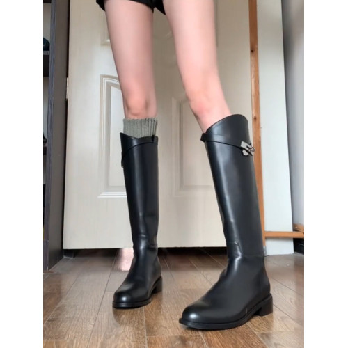 羊皮版~真皮長筒靴斜口鎖釦帶粗跟高筒騎士靴女英倫秋冬加絨長靴 羊皮版~真皮長筒靴斜口鎖釦帶粗跟高筒騎士靴女英倫秋冬加絨長靴