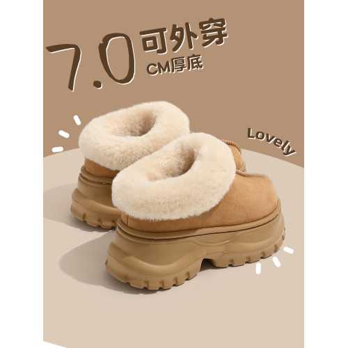 雪地靴女士冬季2026新款加絨厚底防滑可外穿毛毛靴增高小個子棉鞋