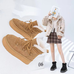 真皮雪地靴女2024新款東北厚底厚絨保暖洋氣百搭戶外加厚雪地棉