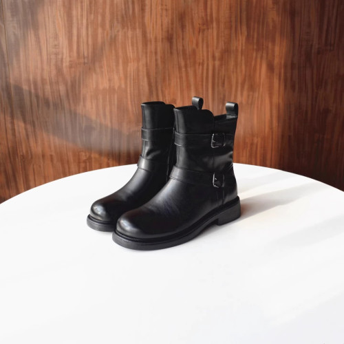 【薄絨】俄單!頭層牛皮帥氣馬丁靴2025秋冬新款雙搭釦厚底女短靴 【薄絨】俄單!頭層牛皮帥氣馬丁靴2025秋冬新款雙搭釦厚底女短靴