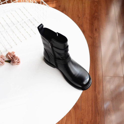 【薄絨】俄單!頭層牛皮帥氣馬丁靴2025秋冬新款雙搭釦厚底女短靴 【薄絨】俄單!頭層牛皮帥氣馬丁靴2025秋冬新款雙搭釦厚底女短靴